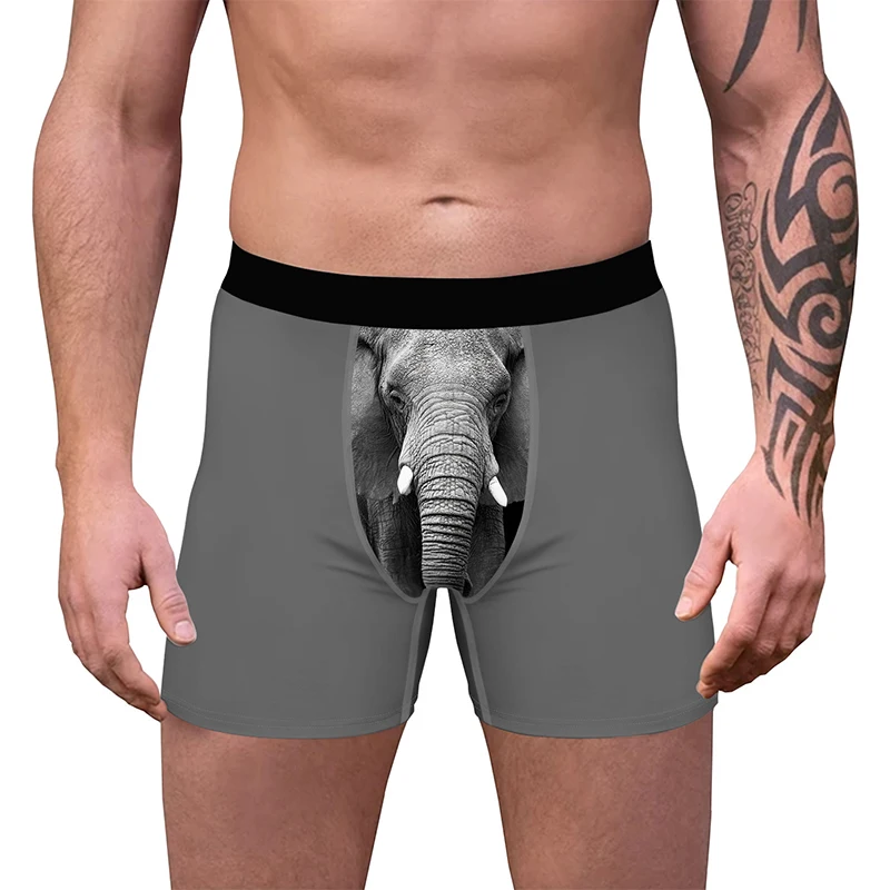 Heren Grappige Boxers Slips Humoristisch Ondergoed 3d Dier Koe Geprint Nieuwigheid Boxershort Mannelijke Comfortabele Onderbroek Slipje