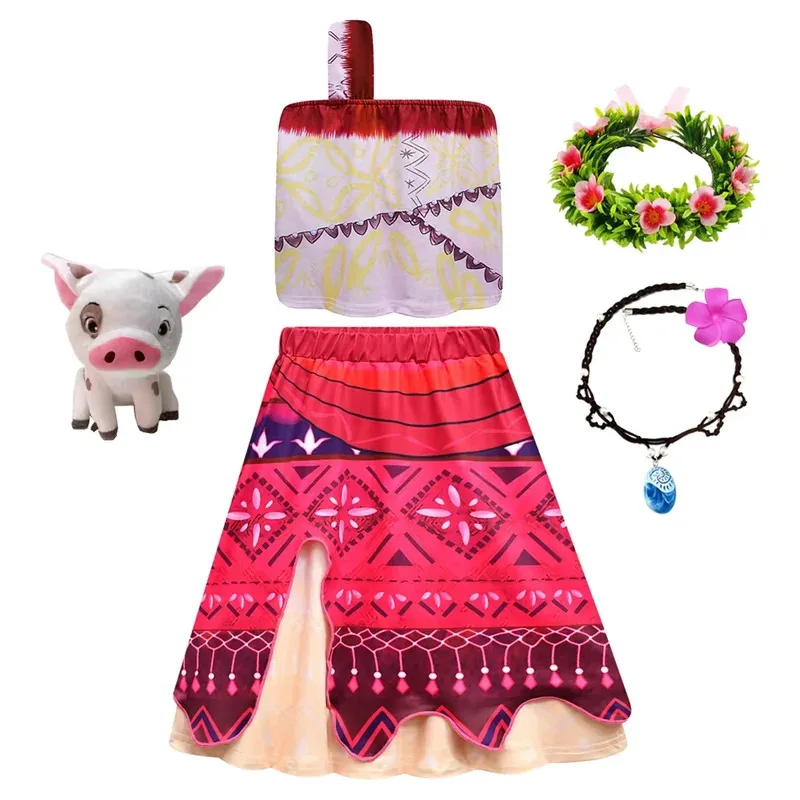 

XT82025 Movie Moane 2 Dress Halloween Party Adventure Costume Girl Princess Fancy Clothes Children Vaiana Pua Pig OutfitXT6@!