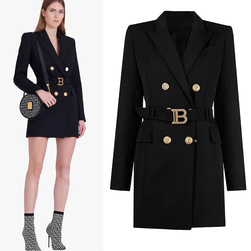 S-3XL New Spring And Autumn High Quality Fashion Slim Belt Long Sleeve Temperament Commuter Dress Professional Women\'s Blazer