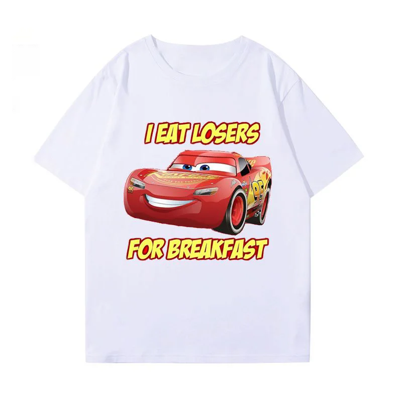 تي شيرت Racing Flash McQueen بأكمام قصيرة للرجال والنساء والأطفال من القطن الصيفي يناسب جميع الملابس