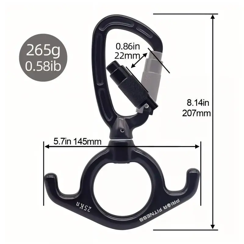 3-in-1 Swivel Figure 8 Descender with 25KN Auto Lock HMS Carabiner for Aerial Yoga Dance Silk Rock Climbing Hammock Rigging
