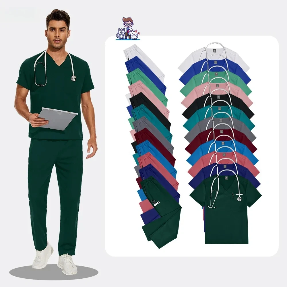 summer-breathable-quick-dry-nurse-uniform-pet-clinic-beauty-workwear-hospital-doctor-scrubs