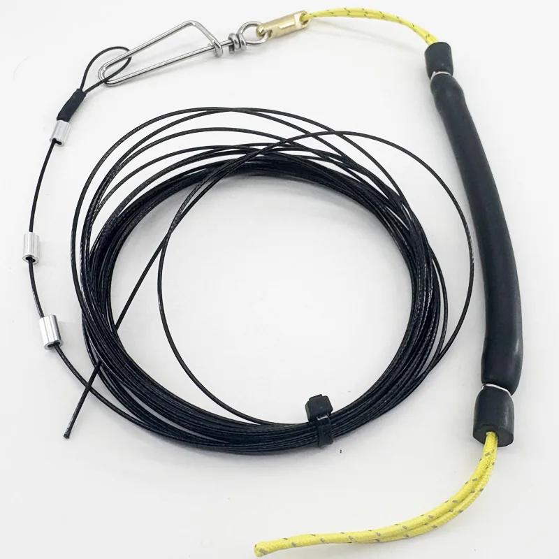 Corda de choque para arpão com tubo de látex e cabo de aço de 2mm, linha Dyneema amarela