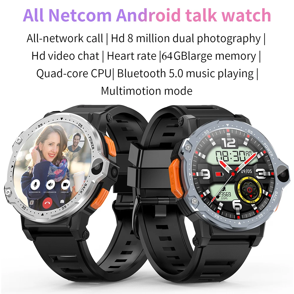 New 4GB RAM 64GB ROM Men 4G Smart Watch 800mAh Battery Dual Camera Video Call GPS WiFi Sports Fitness SIM Card 2023 Smartwatch