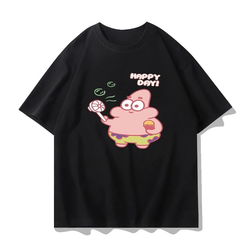 

SpongeBob SquarePants Patrick Star T-shirt Women's Cute Short Sleeve Summer Couple Wear Anime Loose Casual Pure Cotton