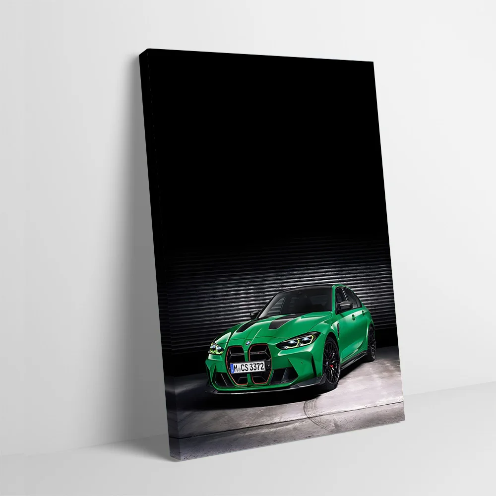 Green Sports M4 CS Car Poster Customizable Printed Canvas Painting Wall Art Gift for Modern Living Room Pictures Home Decor Arts