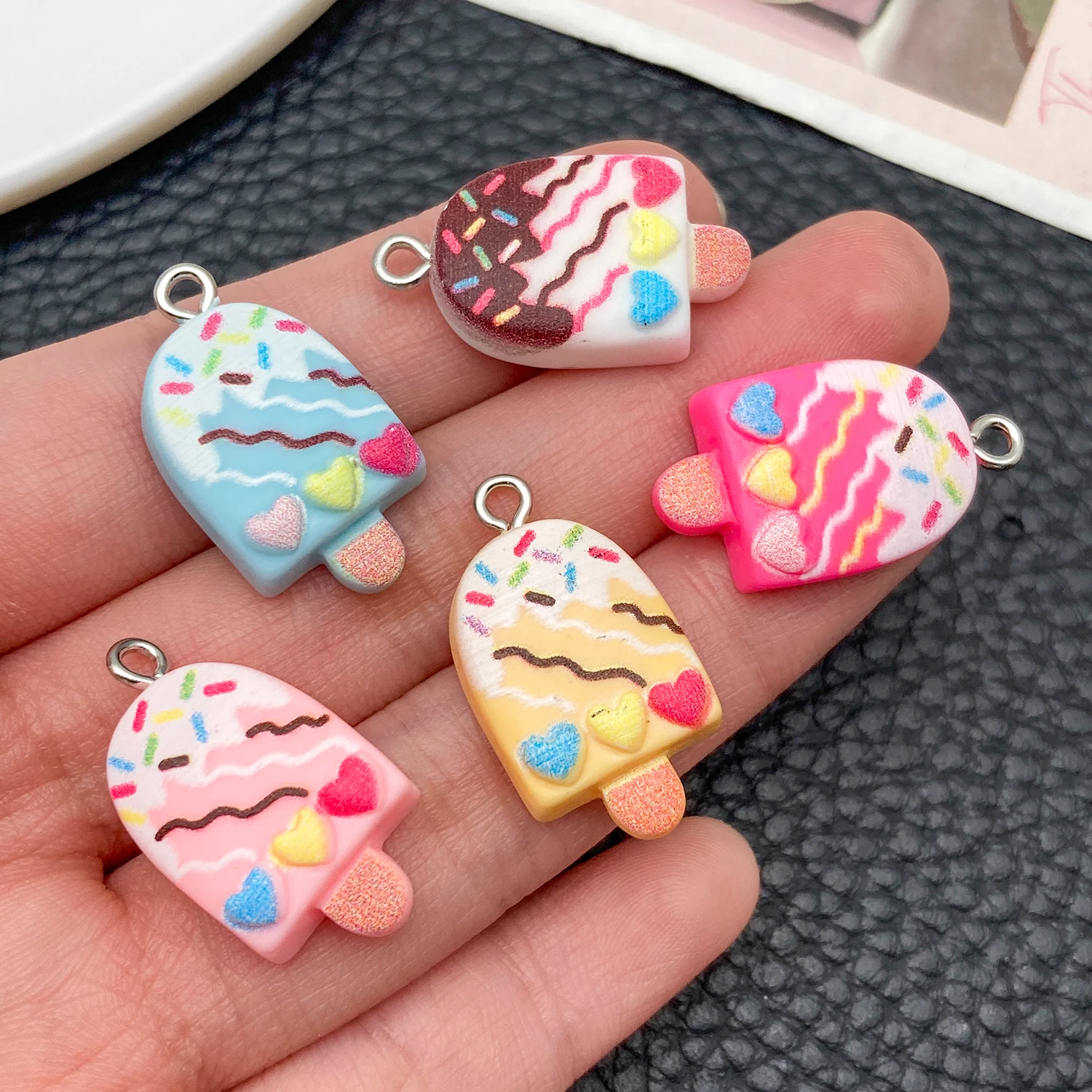 

5/10pcs Cute Fashion Resin Acrylic Ice Cream DIY Pendant Charms For Earrings Necklaces Jewelry Making Accessories