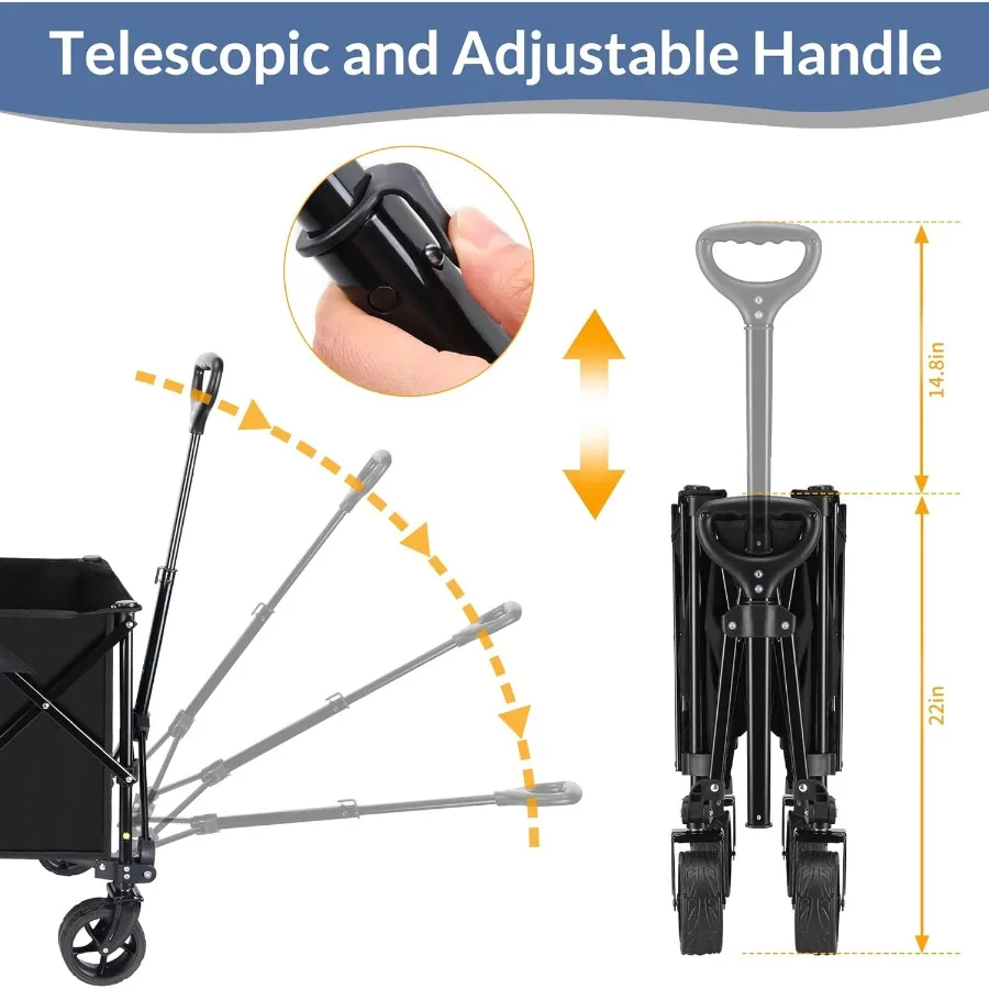 عربة عربة قابلة للطي عربة ترولي قابلة للطي بسعة 140 لتر مع عجلات AllTerrain ومقبض تصغير للتخييم والبستنة S