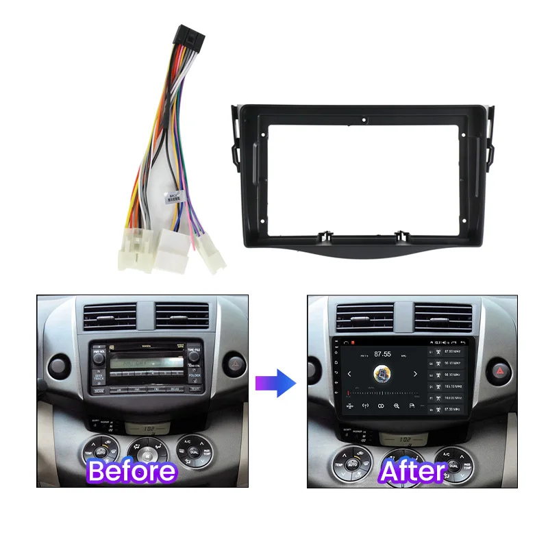 MEKEDE Multimedia Machine Frame Car Radio Bezel Frame Dashboard Mounting Panel Frame Cable Harness For Toyota RAV4 2005-2013