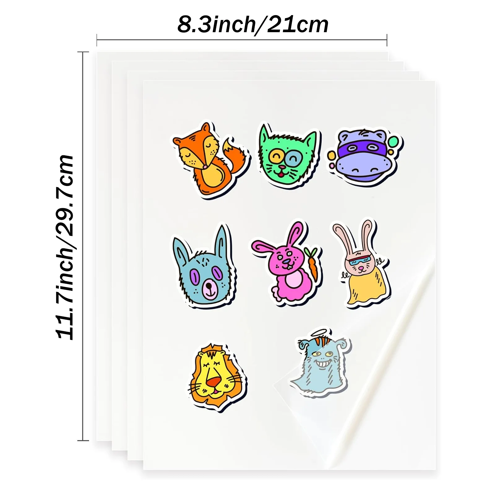 10-50 Sheets A4 Clear Vinyl Sticker Paper Non-Waterproof Self-Adhesive for Inkjet Printer Office & Home Label Paper(8.3×11.7")