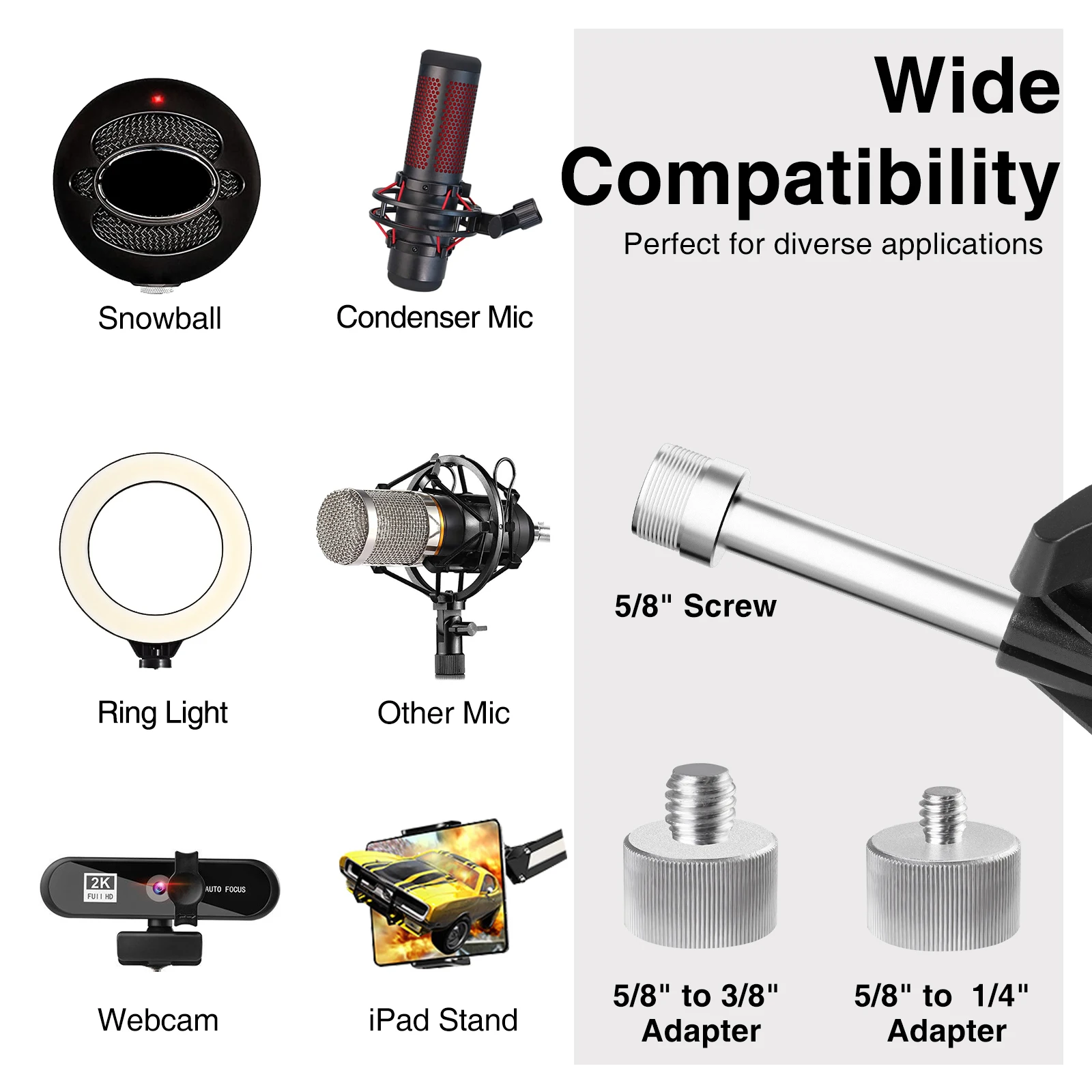 

Jamelo Adjustable Scissor Mic Arm Compact Heavy Duty Mount for Blue Yeti/sm7B/quadcast Podcast, Gaming & Studio Desk Clamp