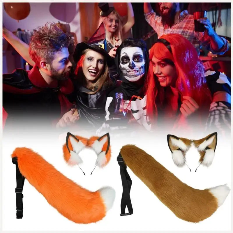 Điều chỉnh đuôi cáo đuôi và đặt vật liệu mềm Halloween Party Wear Kids Family
