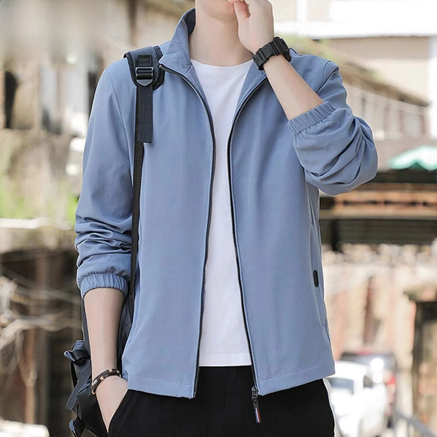 

Весенне-осенний мужской повседневный свободный спортивный джет, тонкая мексиканская переноска для риса, брендовая корейская модная верхняя застежка-молния