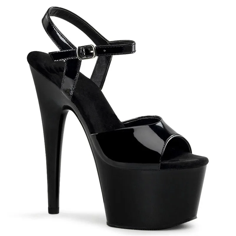 

Solid Color Peep-toe Leaky Toe Ladies Heel Ultra High Heel One Buckle Strap Club Women's Banquet Sexy High Heeled Prom Sandals