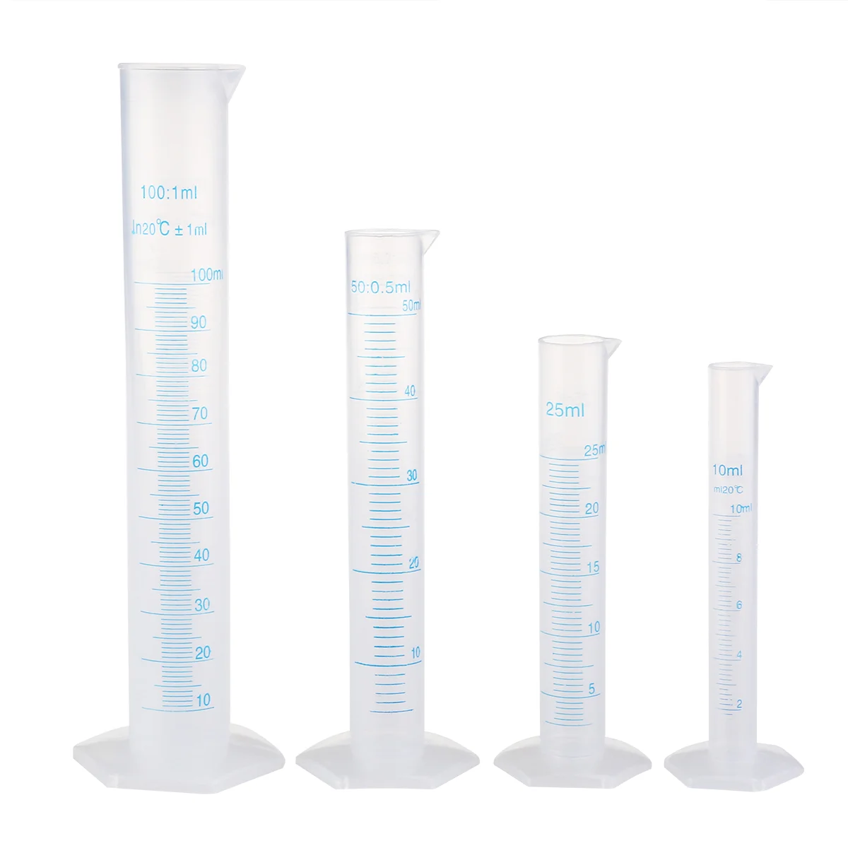 

Beavorty Glass Test Tubes 4Pcs Plastic Graduated Cylinder Transparent Measuring Cylinder Set