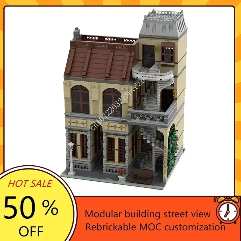 4000PCS Customized MOC Modular Spiral Staircase Building Street View Model Custom Puzzle Technology   Assembly Toys Gifts