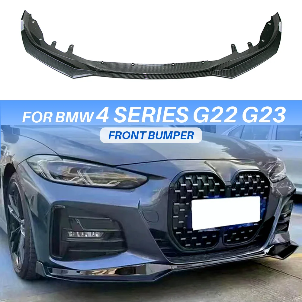 For Bmw 4 Series G22 G23 Front Bumper Lip PP Carbon Fiber Style Diffuser Splitters Spoiler Car Accessories 2020 2021 2022 2023