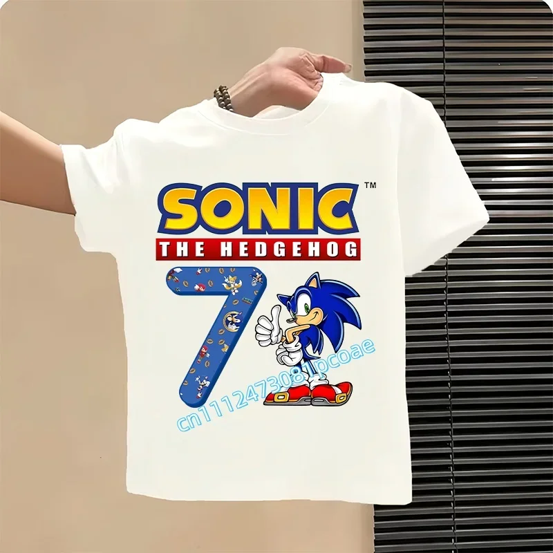 Sonic 3D printed T-shirt, children's cartoon pattern short-sleeved, comfortable and breathable, men's summer leisure sports