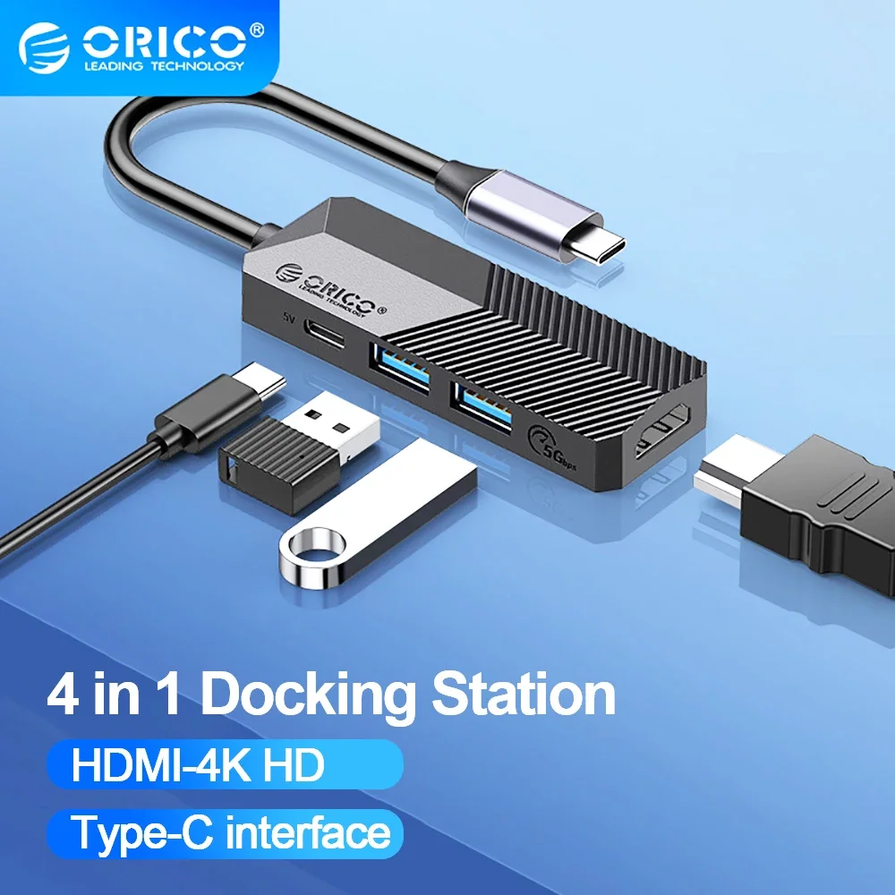 

USB-Концентратор ORICO 6 в 1, USB Type C на HDMI, PD, USB 3,0, SD, TF