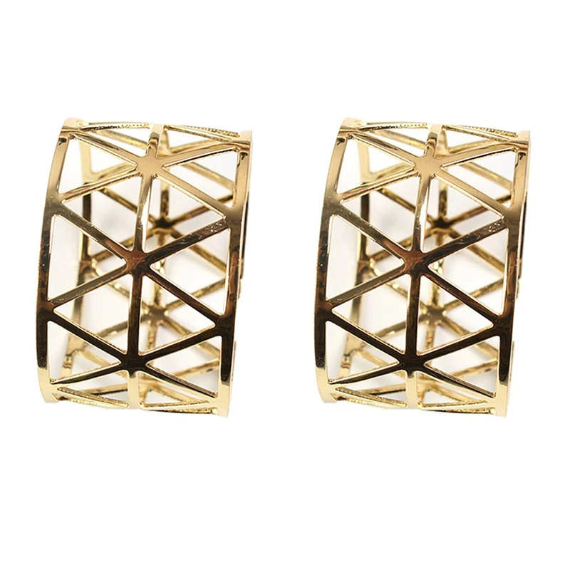 

12Pcs Gold Geometric Hollow Napkin Rings Serviette Holder For Party Hotel Banquet Dining Room Table Decor