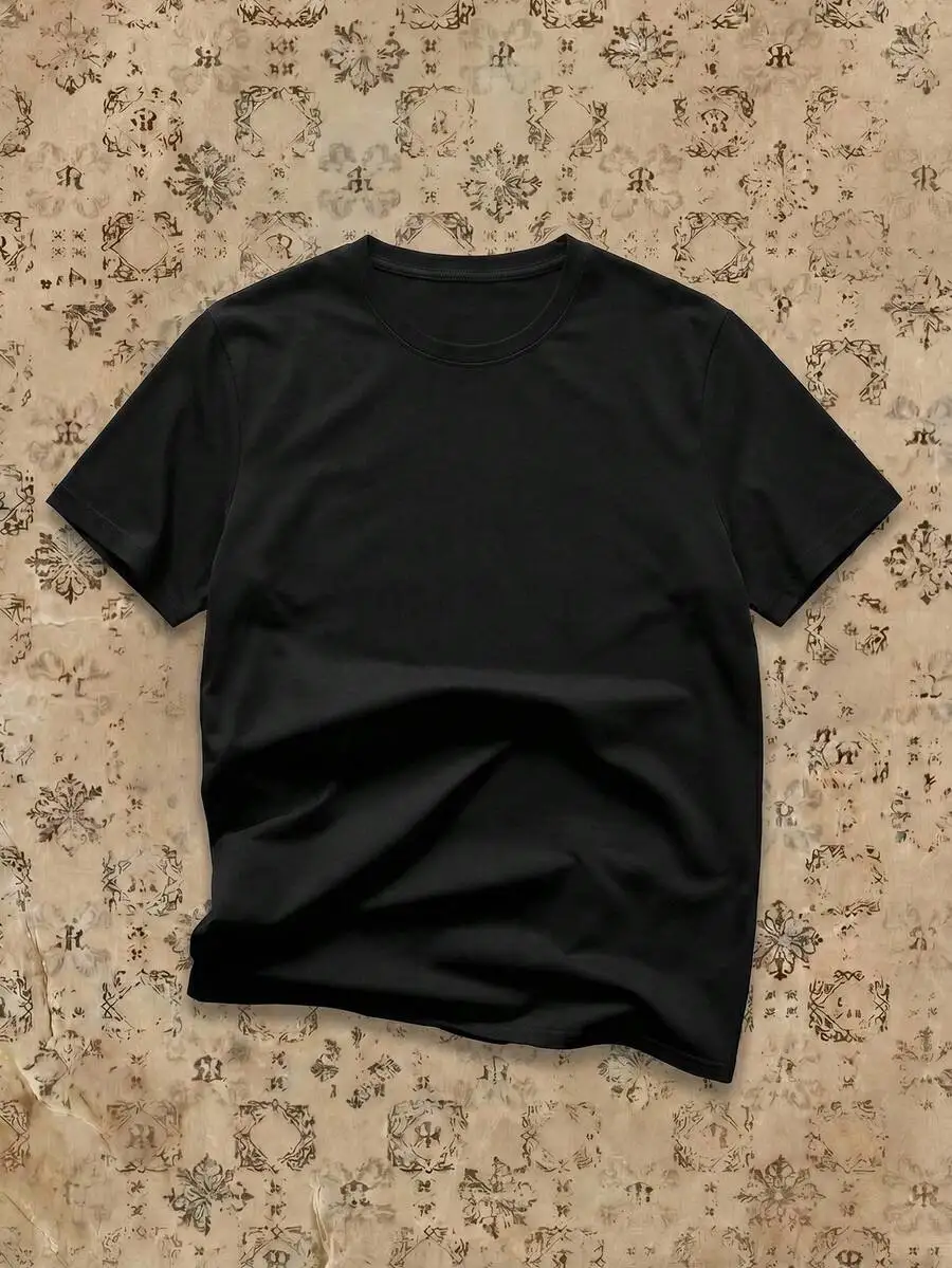 

Classic Black Crew Neck Short Sleeve Tee For Men