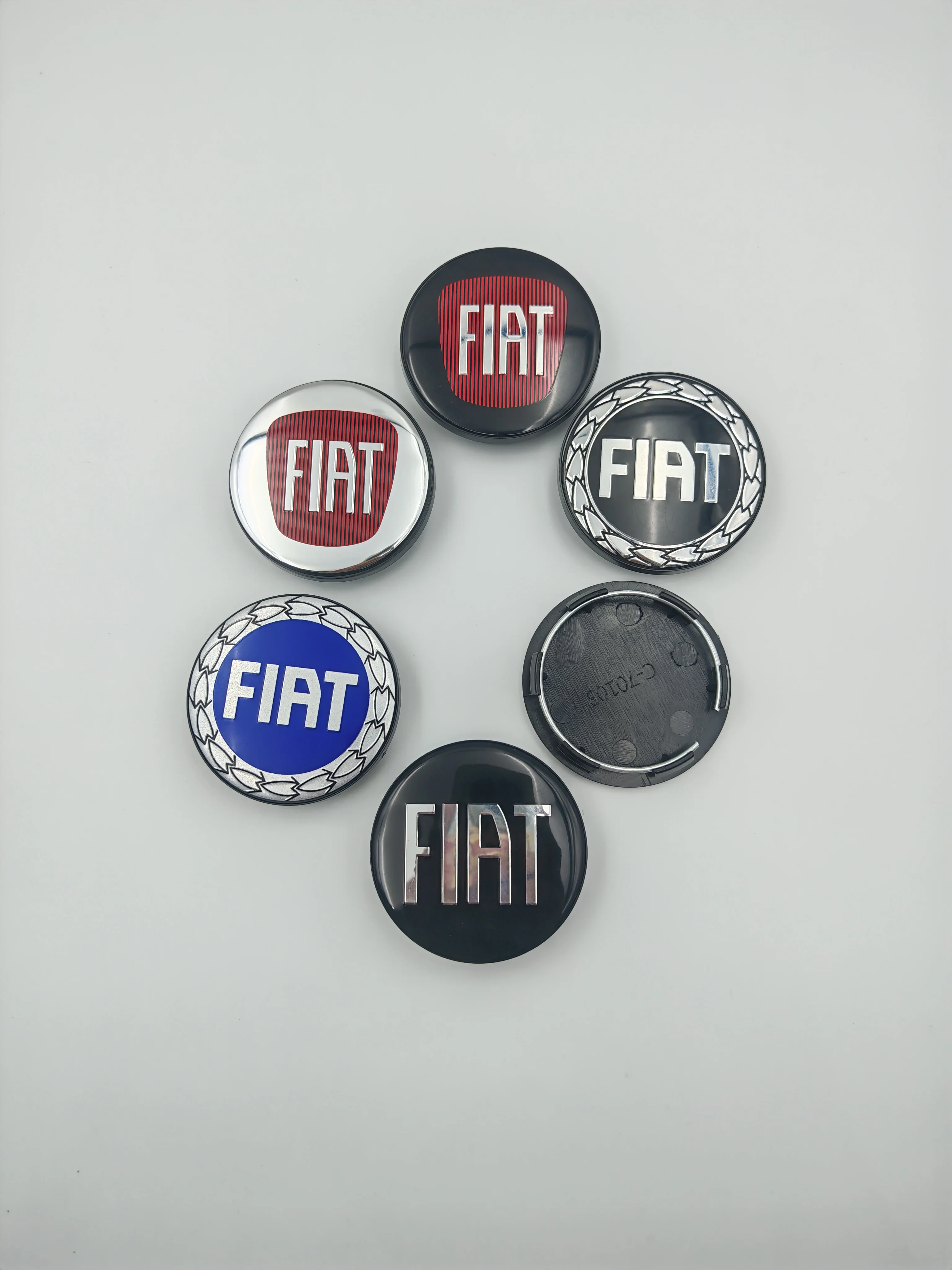 4ps 5cm,50mm， For FIAT 50th Kith Blue white hubcap E46 E90 E30 F10 F30 X5 X3 E39 F25 E60 E91 E87 Car Accessories