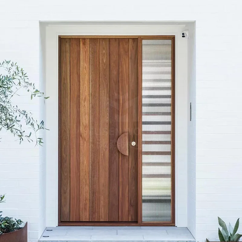 Entry door Thai villa anti-theft oak custom swing door Rural gate Solid wood light luxury villa light luxury anti-theft
