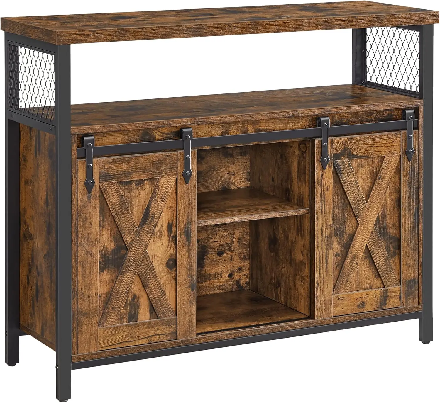 Buffet Cabinet, Storage Cabinet, Sideboard with 2 Sliding Barn Doors, Adjustable Shelves, 13 x 39.4 x 31.5 Inches, for L