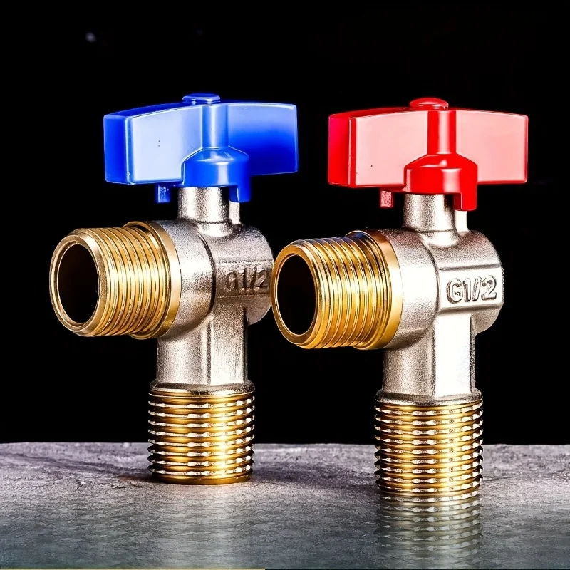 Water Inlet Ball Valve Hot And Cold Water Large Flow Water Stop Valves Brass With Handle Bathroom Kitchen Sink Stop Valve