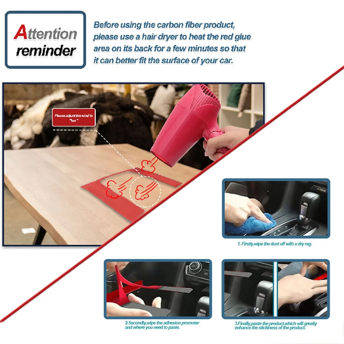 

3Pcs Red Carbon Fiber Driver Side Dashboard Cover Trim for Honda Civic 8Th Gen -A74F