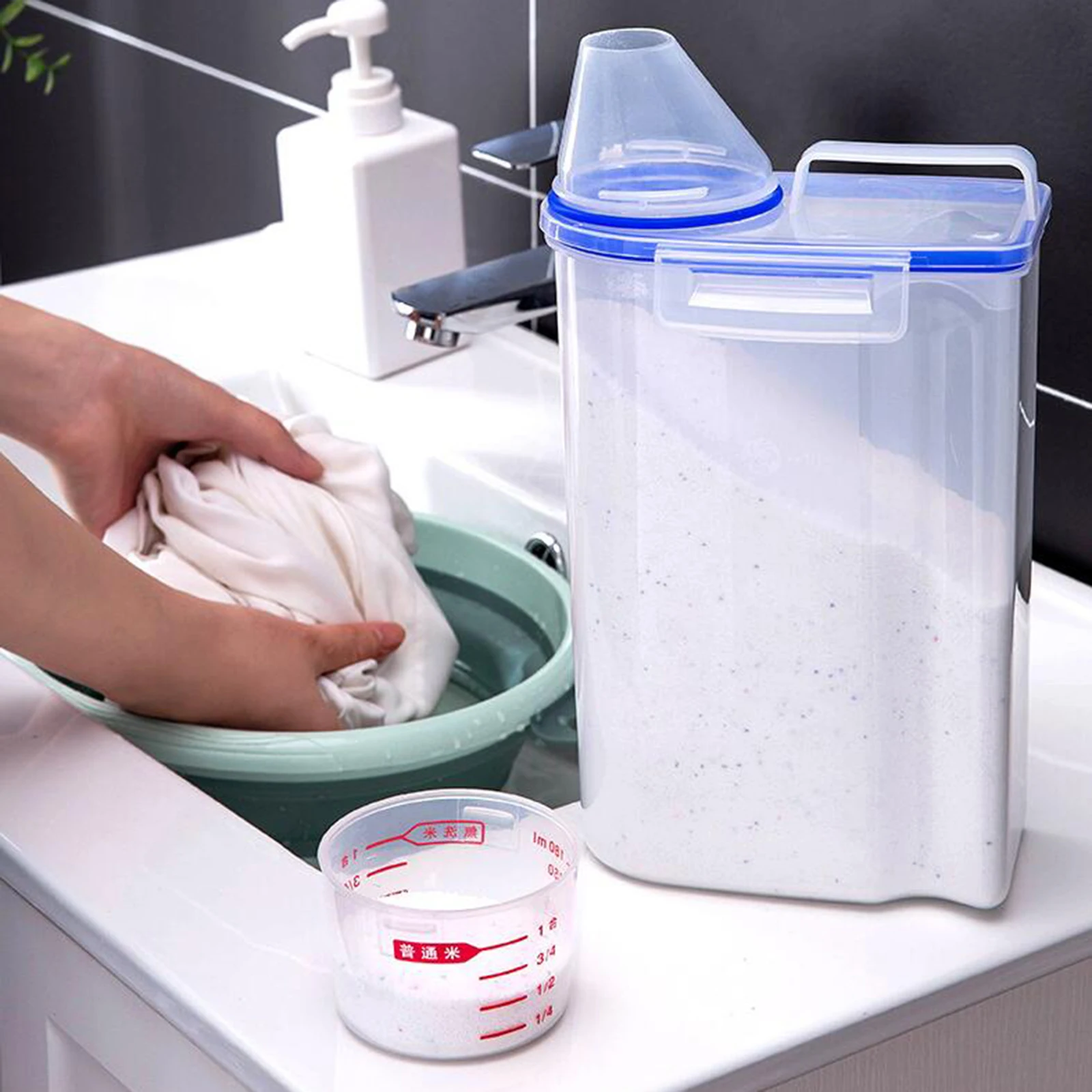 Transparent Acrylic Storage Box with PP Lid Scoop Laundry Detergent Container Laundry pods Scent Beads Organizer Boxes