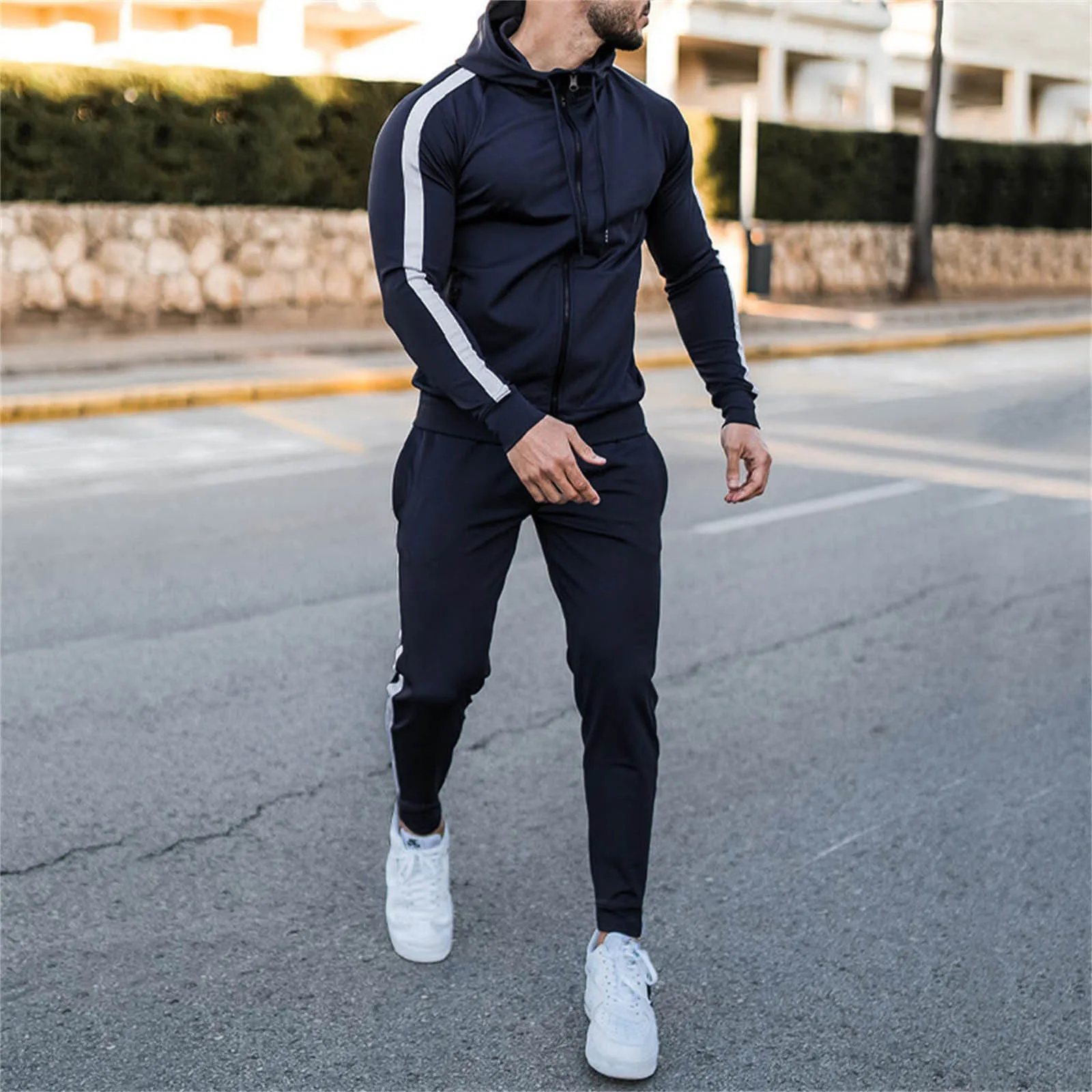 Men S Suits Two Piece Suit Jacket for Men Men'S Casual Sports Suit Color Blocking Sweatshirt Trendy Fashion Sports Two Piece Men