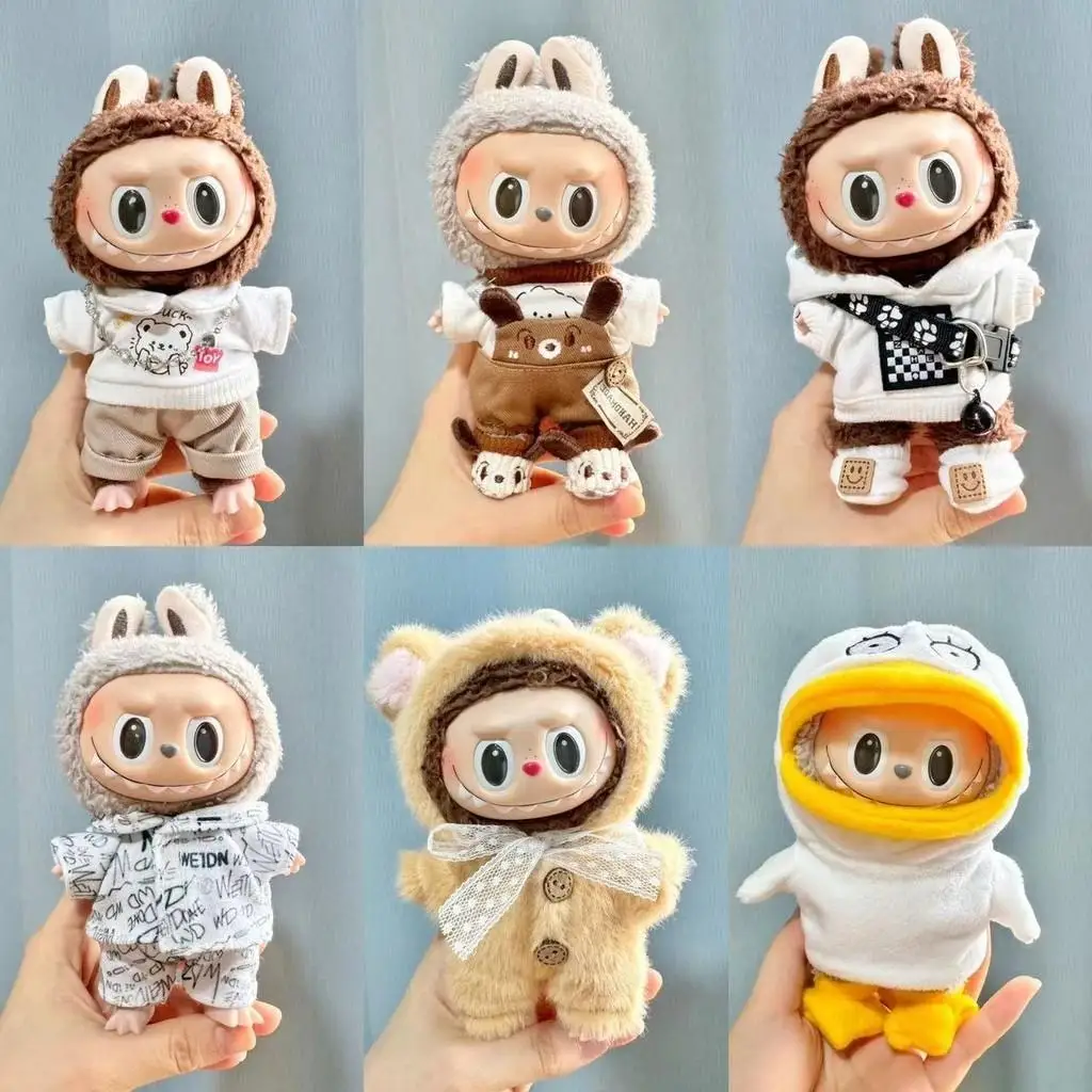 Mini ropa de muñeca de peluche de 17cm, accesorios de atuendo para Corea, Kpop, Exo, Labubu, Idol, pareja, suéter de calle universitaria, ropa