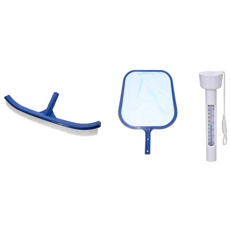 Kit De Limpeza De Piscina, Tubo De Teste De Temperatura Da Água, Rede De Pesca, 3Pcs