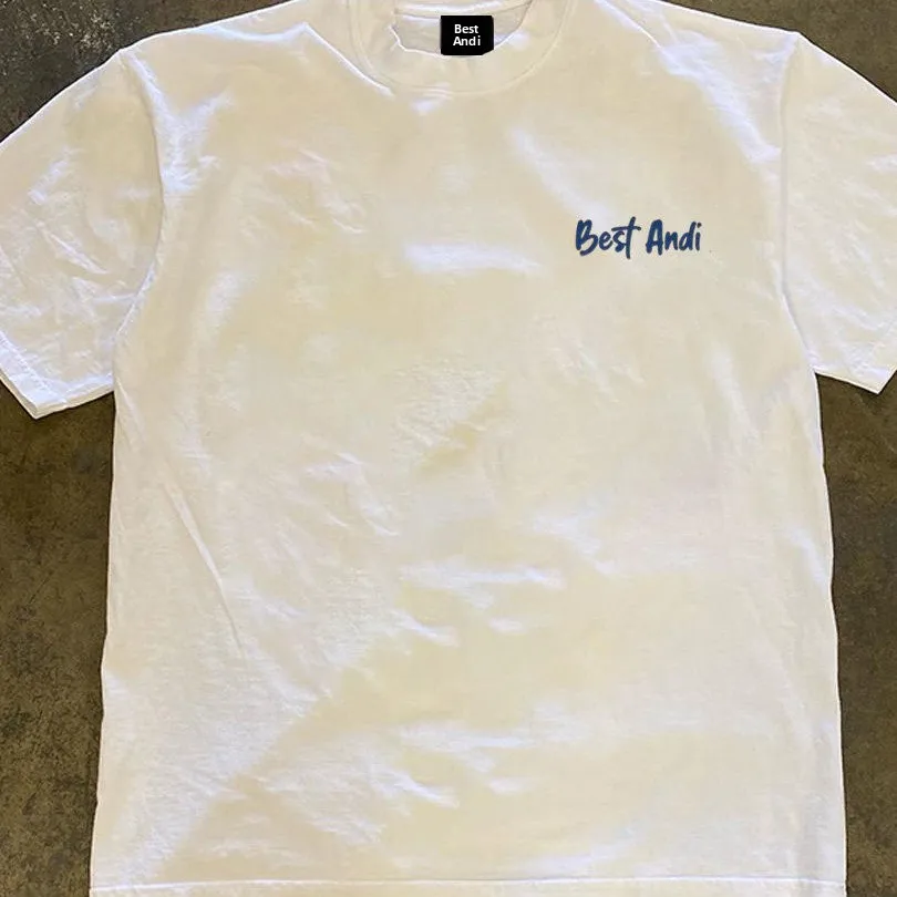 Pure Cotton Double Thread Loose Fit Short Sleeve T-Shirt Unisex Breathable Comfortable American Retro Style for Couples