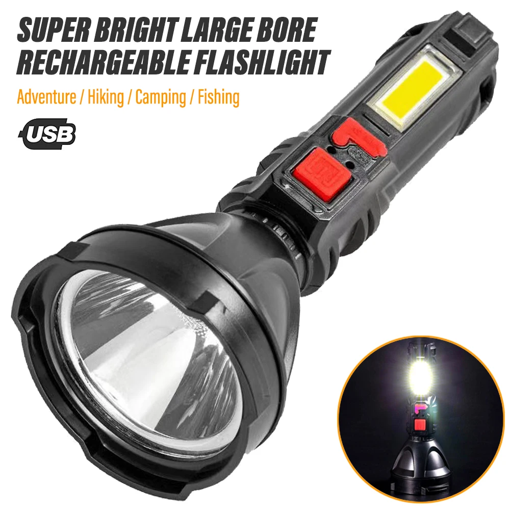 Super bright flashlight Rechargeable torch Portable searchlight Outdoor camping light With high brightness COB side light