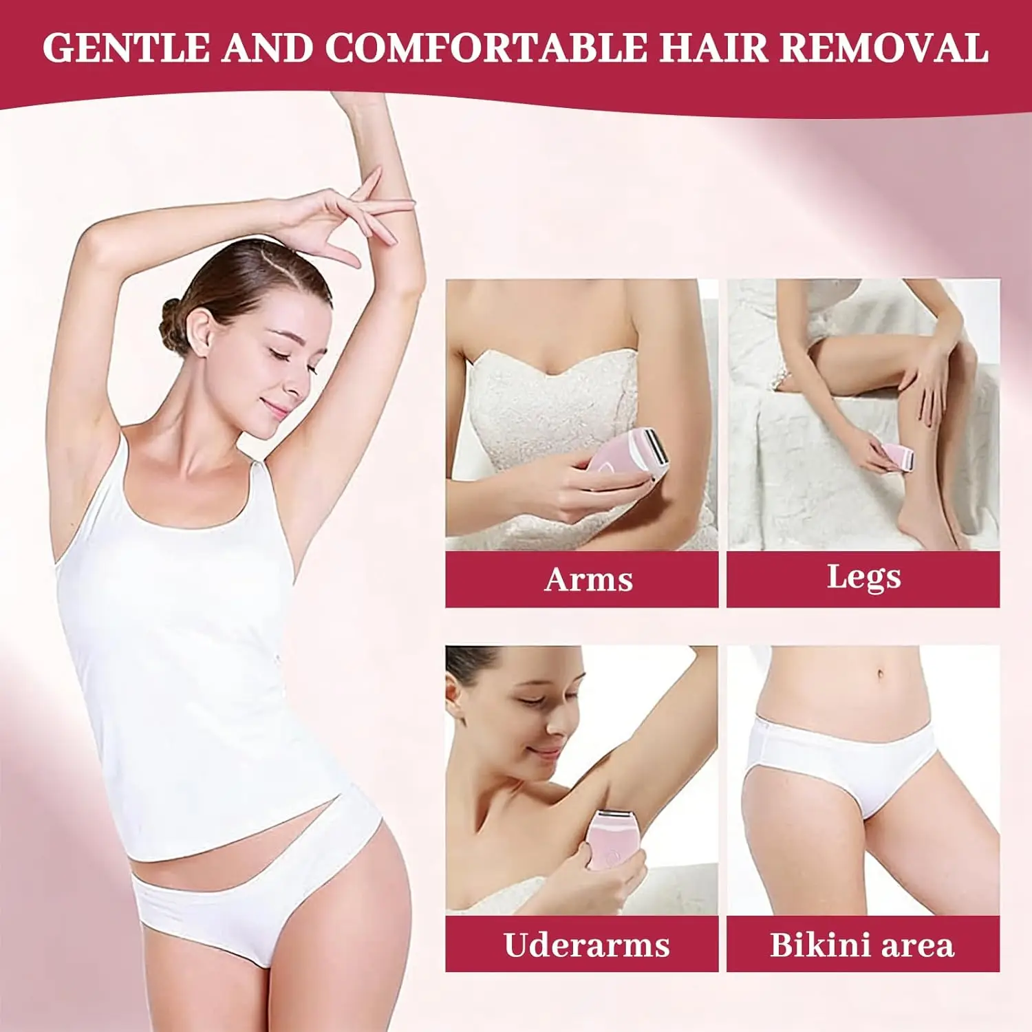 Facial Hair Remover for Women  Wet Dry Use Electric Shaver Portable Bikini Trimmer for Face,Legs,Underarms and Bikini Line