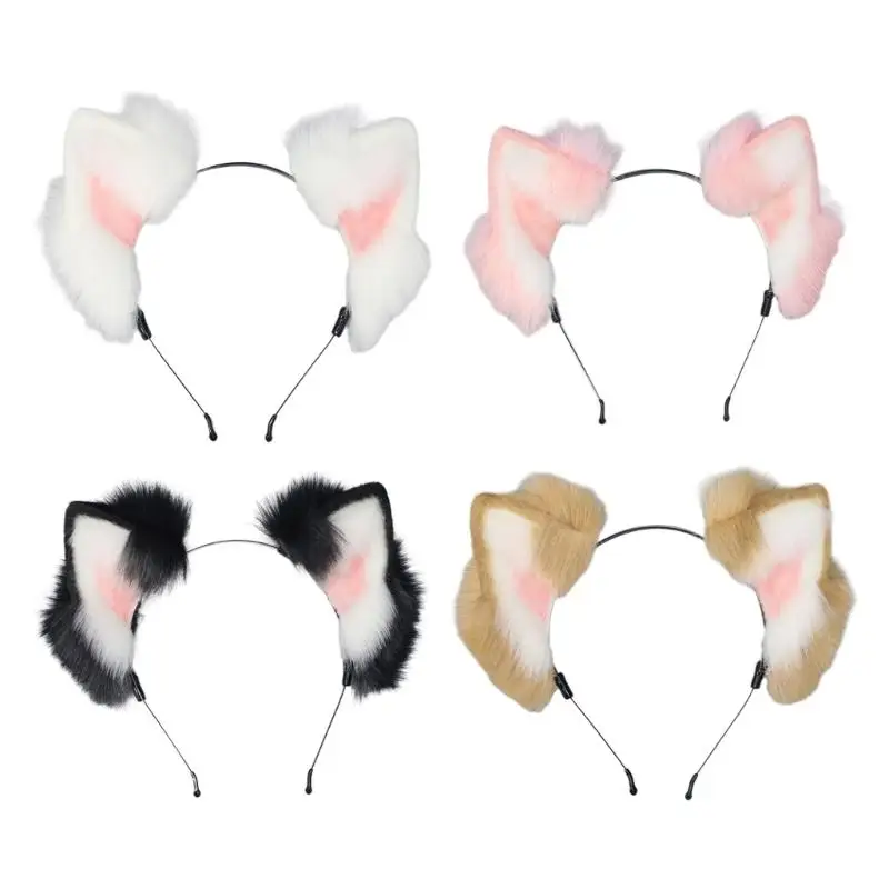 

Adult Teens Halloween Cat Ears Shape Headband Plush Hair Hoop Makeup Live Broadcast Cosplay Party Headpieces