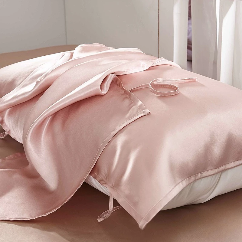 100% Mulberry Silk Pillow Towel for Hair and Skin Soft Breathable Silk Pillowcase High Quality Bedding Pillow Cover with Straps