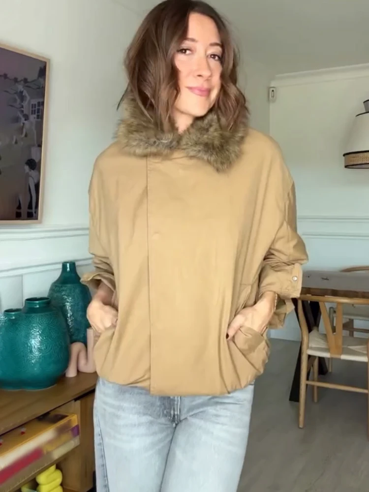 

HH Woman's New Fashion Casual Loose Jackets Solid Turn-Down Collar Long Sleeves Zipper Female Autumn High Street Chic Coats