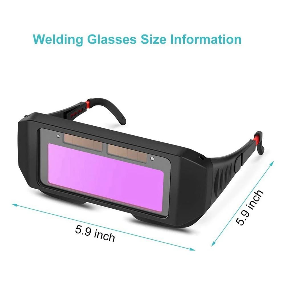 Welding Goggles Solar Powered Auto Darkening Welding Mask Goggles Welder Glasses with Elastic Headband and Storage Case