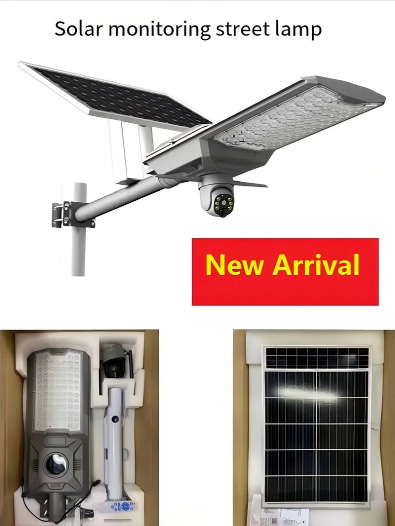 Solar Street LED Lamp with Camera Outdoor Waterproof Street Lamp with Monitoring Camera HD Video Playback Function Street Lamp