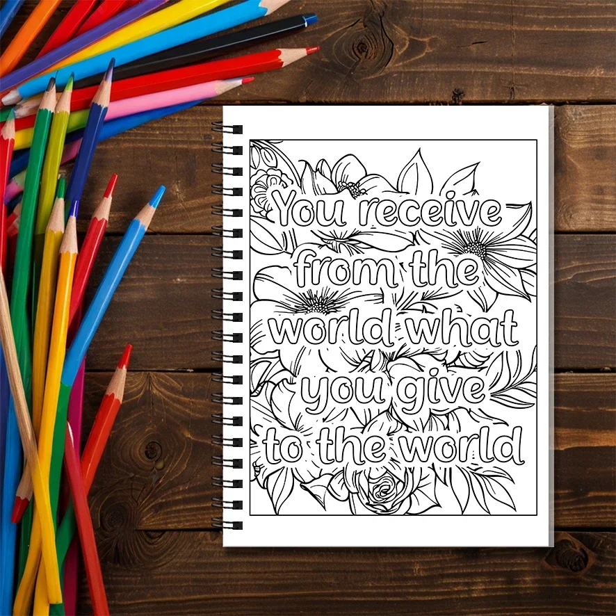 Inspirational Quotes Adult Coloring Book - 8.3x 11.2 Inch 22 Page Coloring Book - Helps Reduce Stress and Ease Emotions