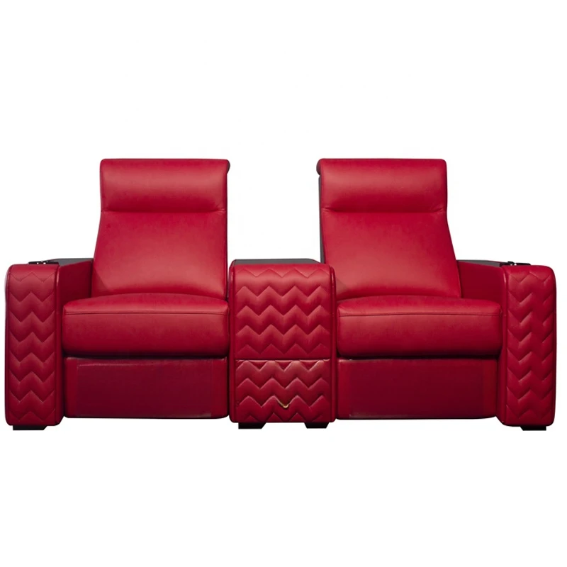 

# Высококачественное кинокресло из натуральной кожи, подъемный стол, деревянный шкаф со светодиодными подстаканниками