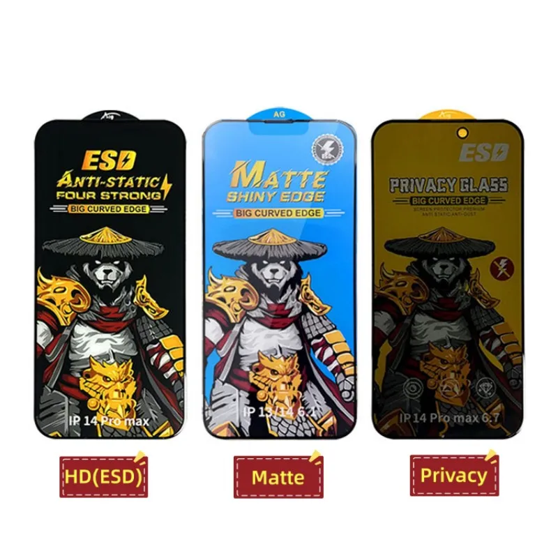 

10pcs ESD Anti-Static Matte Privacy Tempered Glass Screen Protector Film Big Curved For iPhone 14 13 12 11 Pro Max X xr xs max
