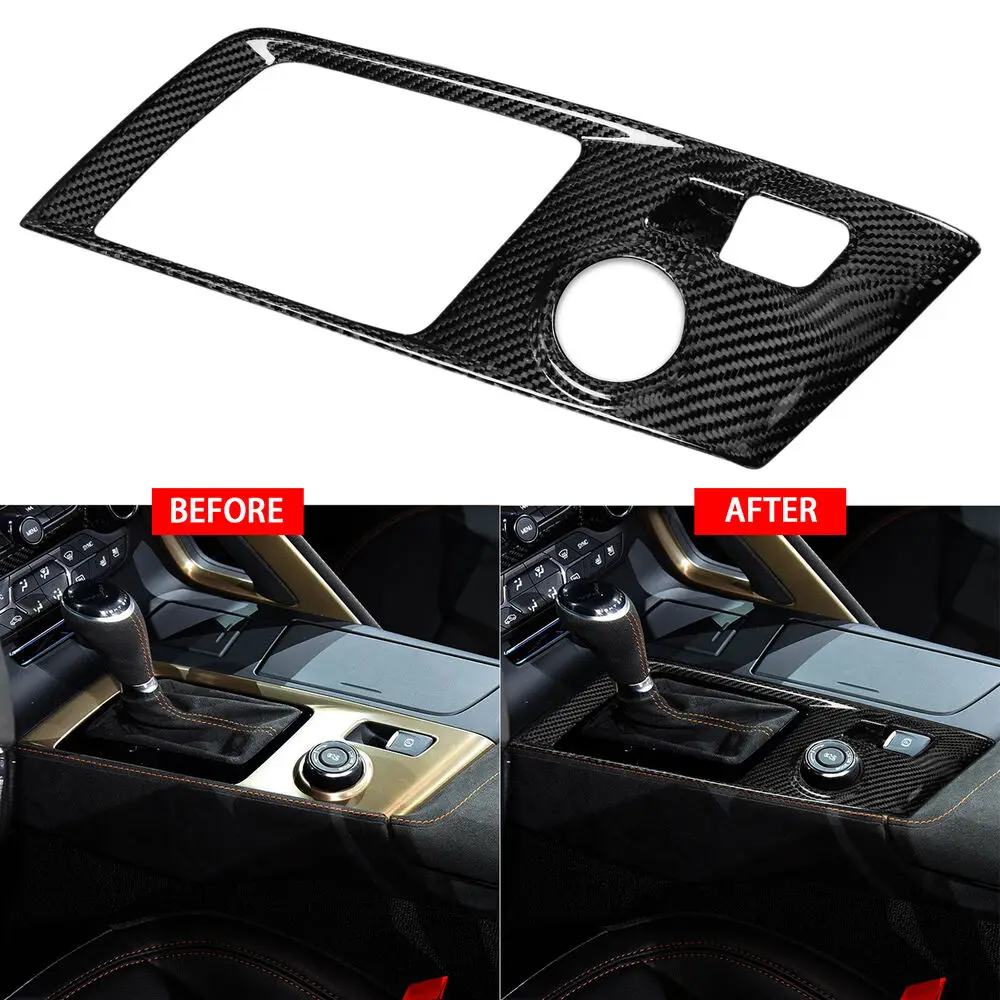 

Carbon Fiber Car Console Gear Shift Panel Frame Cover Trim Decor Sticker For Chevrolet Corvette C7 2014-2018 Interior Accessorie