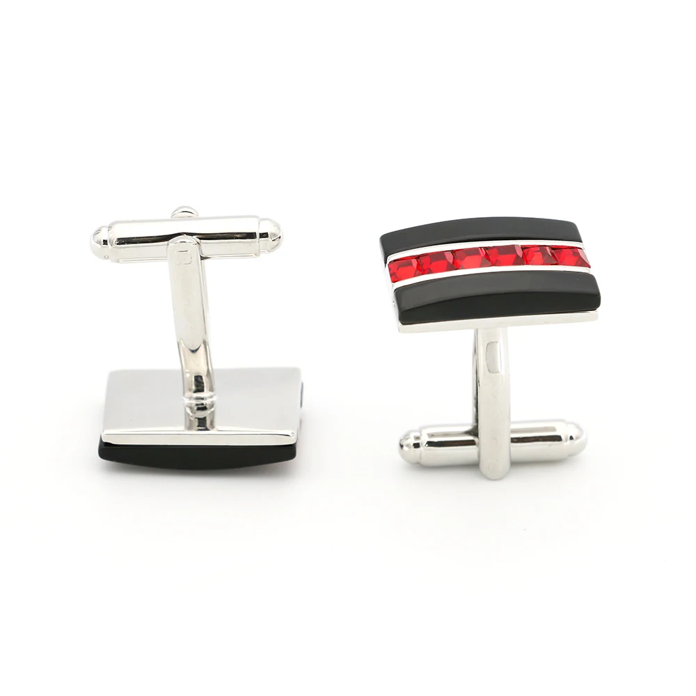 Crystal Cuff Links For Men Luxurious Wedding Design Quality Brass Material Red Color Cufflinks Wholesale&retail