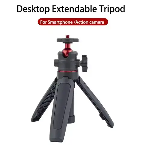 Foldable Extendable Desktop Tripod Mini Handle Grip Stand With Flexible Ballhead 1/4 Inch Screw Mount For GoPro Insta360 Camera