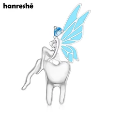 Hanreshe Creative Elf Tooth Pin Brooch Medical Dental Charm Lapel Zircon Crystal Badge Jewelry for Dentist Doctor Nurse