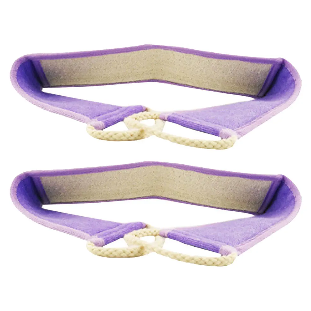 

2Pcs Back Shower Scrubber Stretchable Handles Exfoliating Washcloth Body Exfoliator Deep Washer for Men Women Violet
